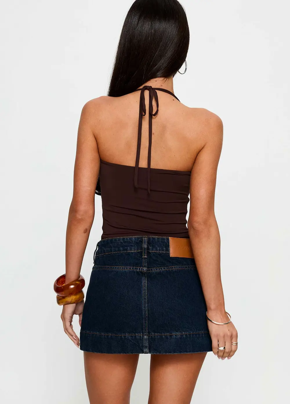 Warna Low Rise Denim Mini Skirt Dark Wash