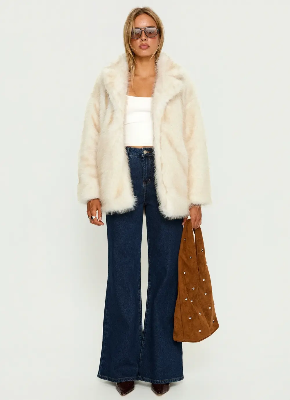 Clova Faux Fur Coat White