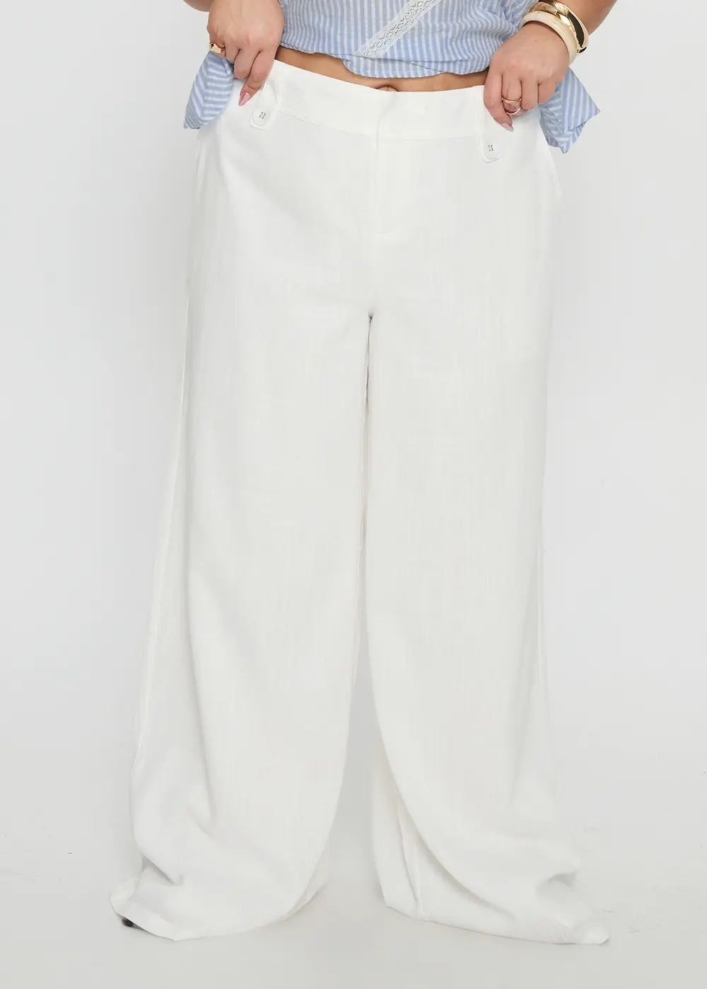 Pedra Wide Leg Pant White Curve
