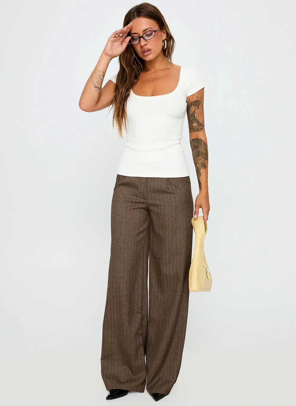 Broadcast Pants Beige Pinstripe