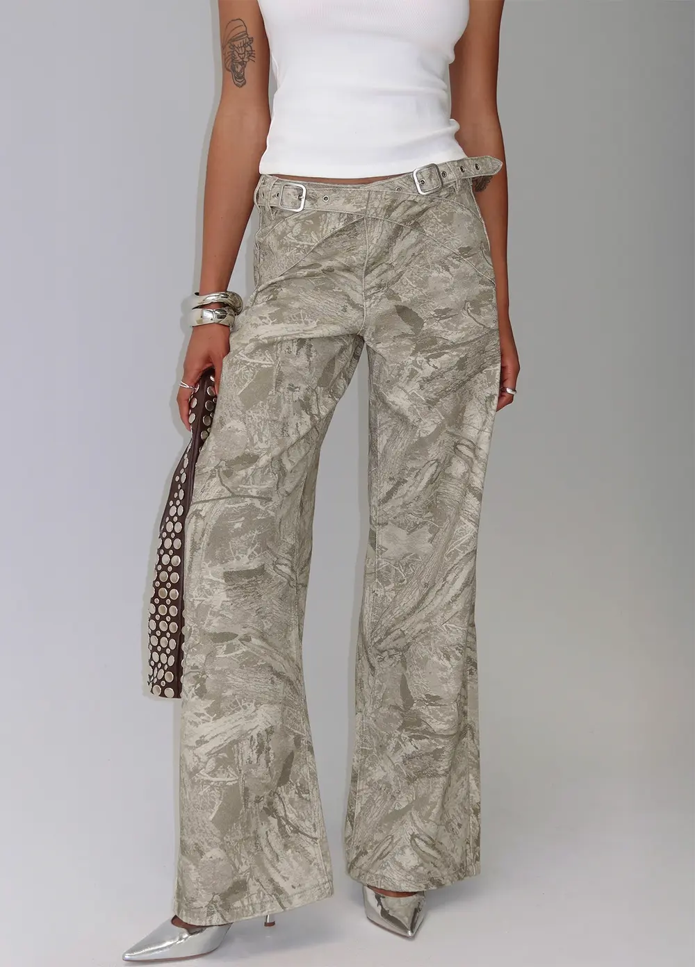 Mckinley Mid Rise Wide Leg Jeans Camouflage