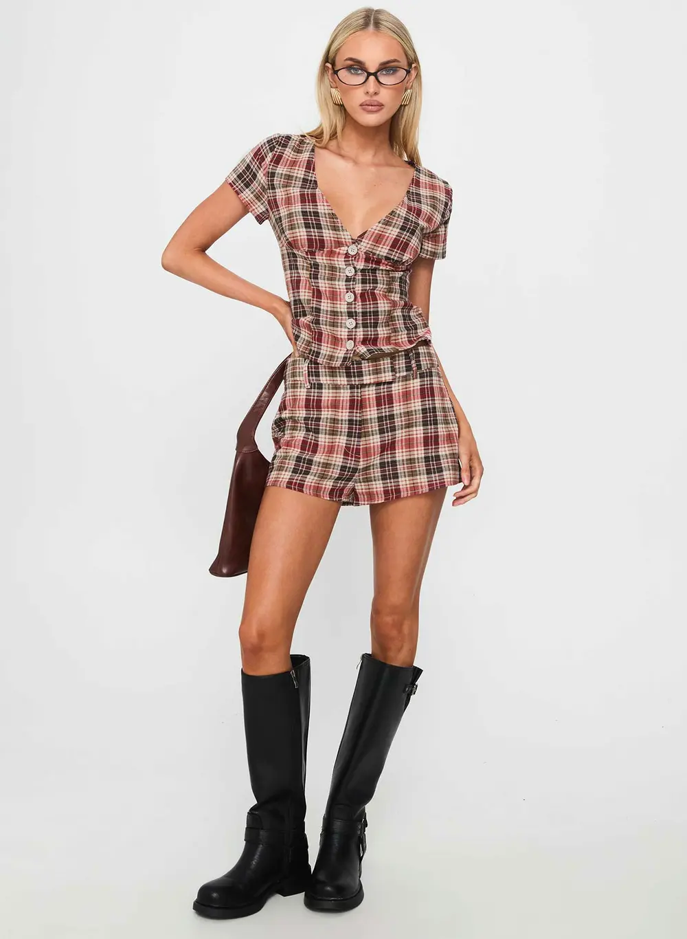 Odera Short Red Check