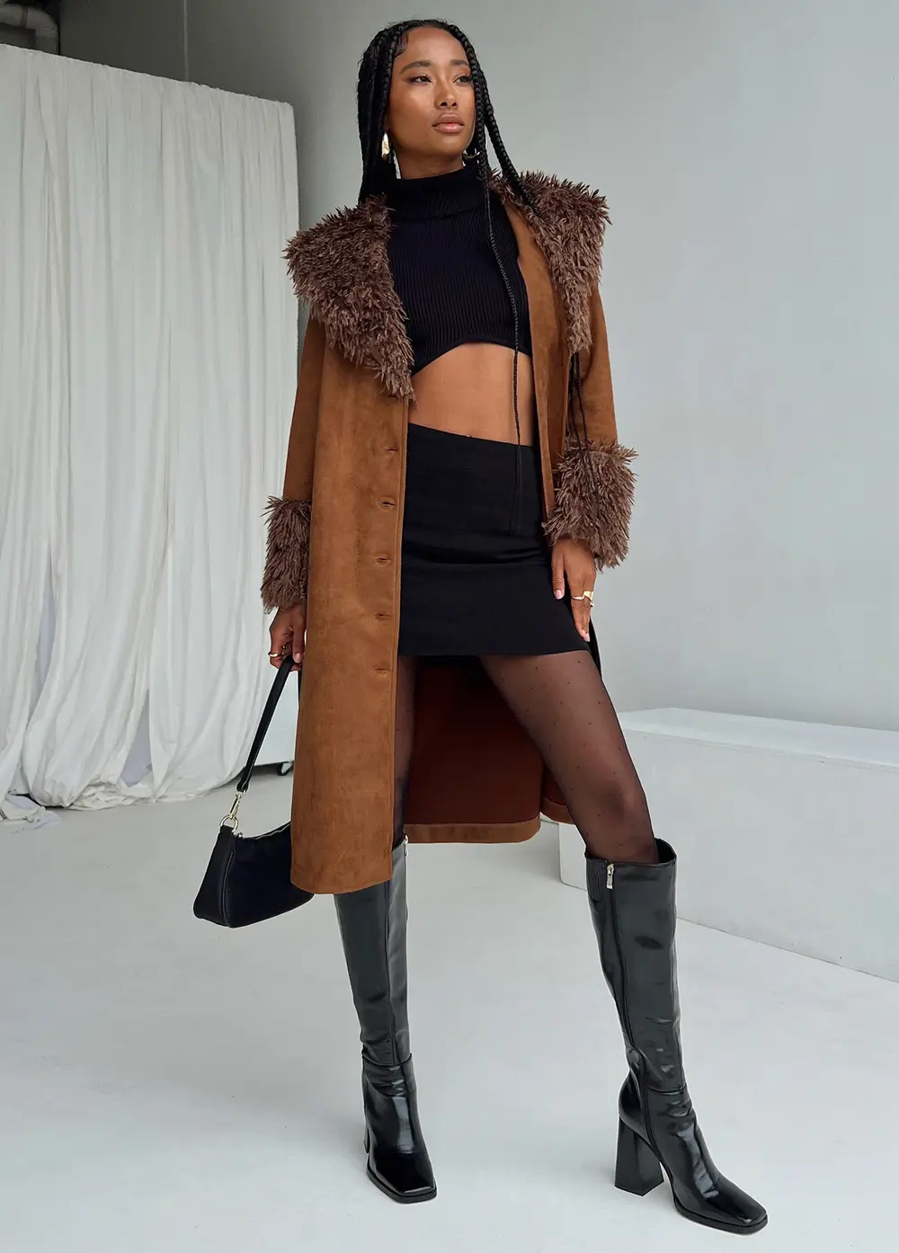 After Party Shearling Jacket Brown