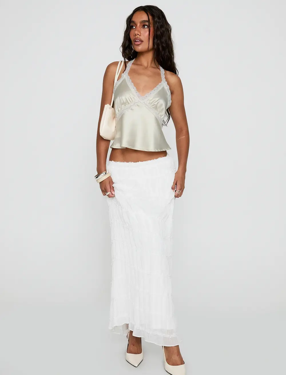 Estefania Maxi Skirt White
