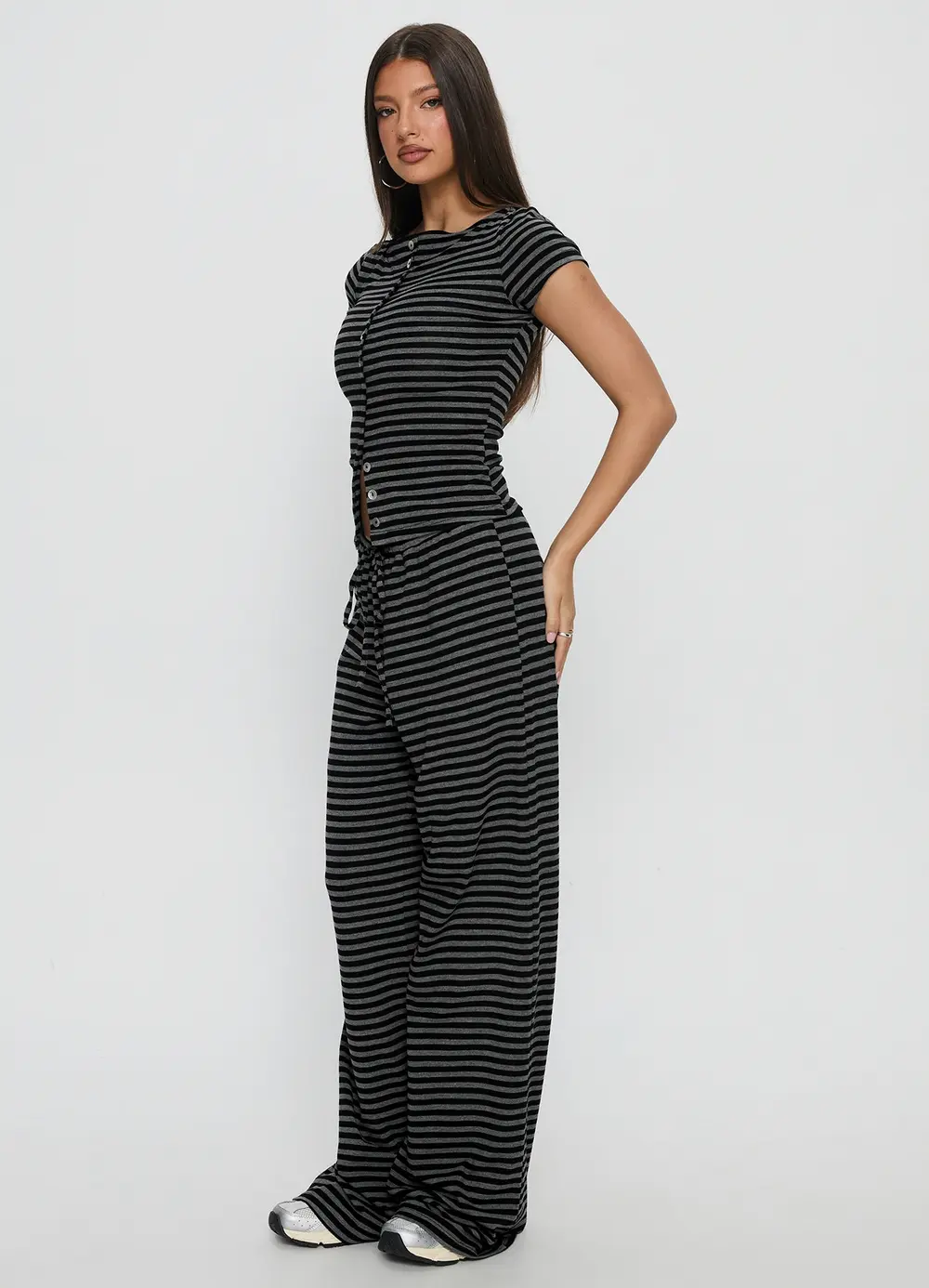 Gavrielle Jersey Wide Leg Pants Stripe