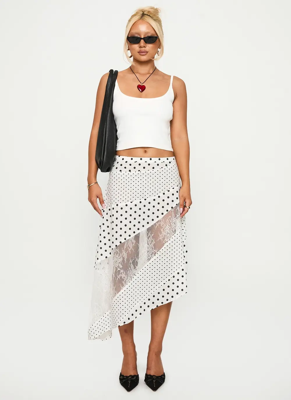 Rennar Maxi Skirt White / Polka Dot