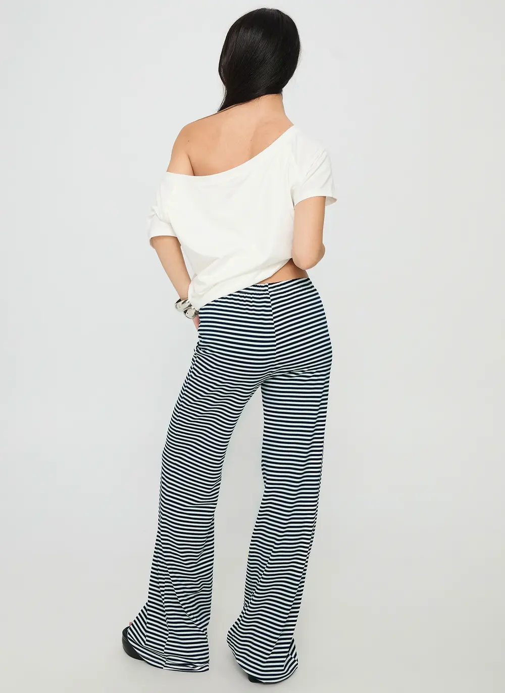 Alfreda Jersey Pants Navy Stripe