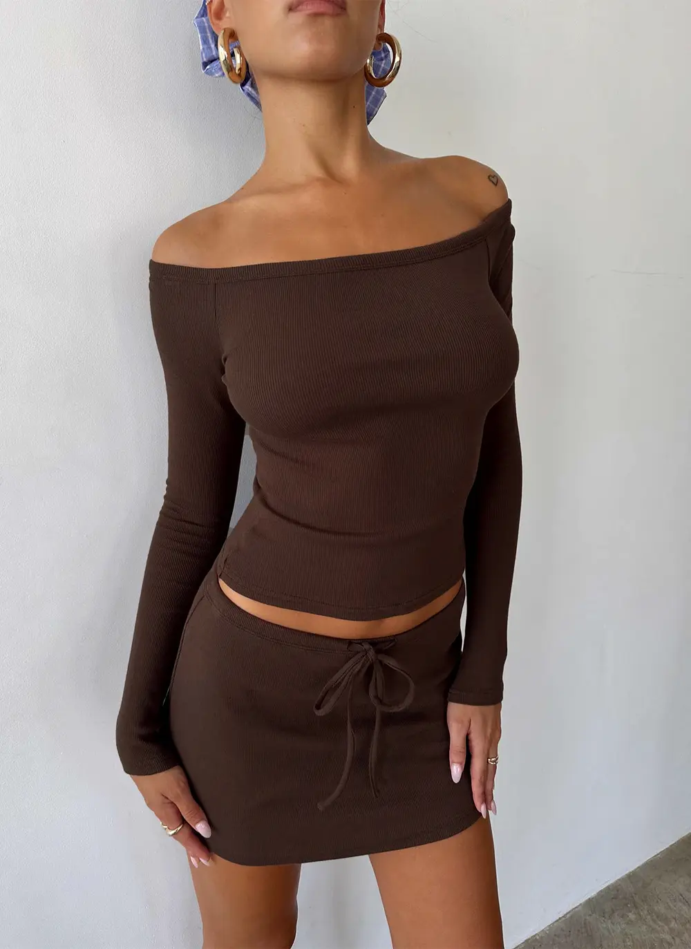 Baseline Rib Skort Brown