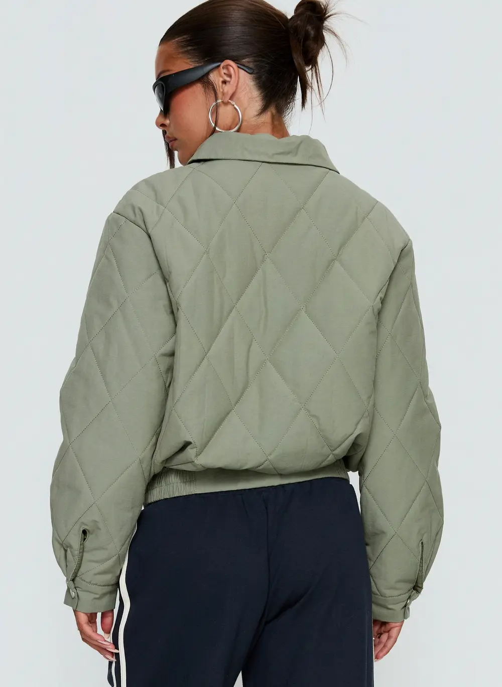 Denvar Quilted Bomber Jacket Green