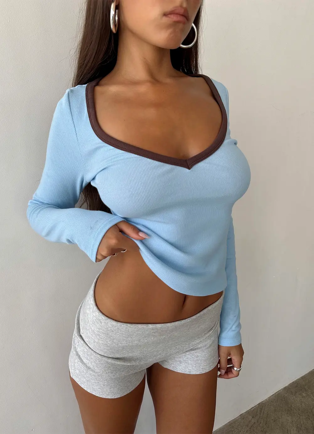 Baseline Low Rise Rib Shorts Grey Marle