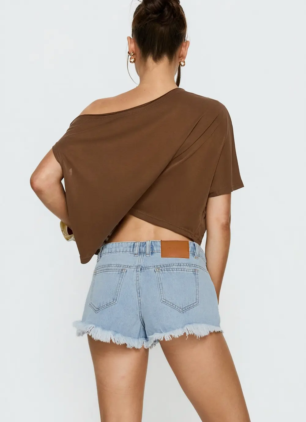 Posse Distressed Micro Denim Shorts Light Blue Wash