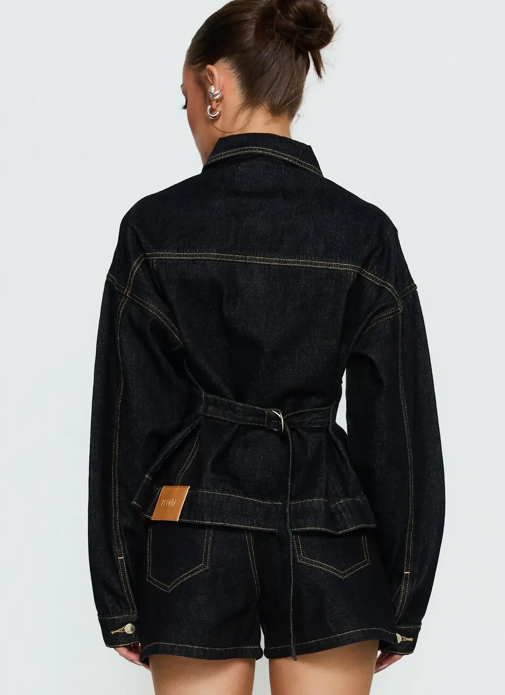 Caresse Cinched Denim Jacket Raw Denim