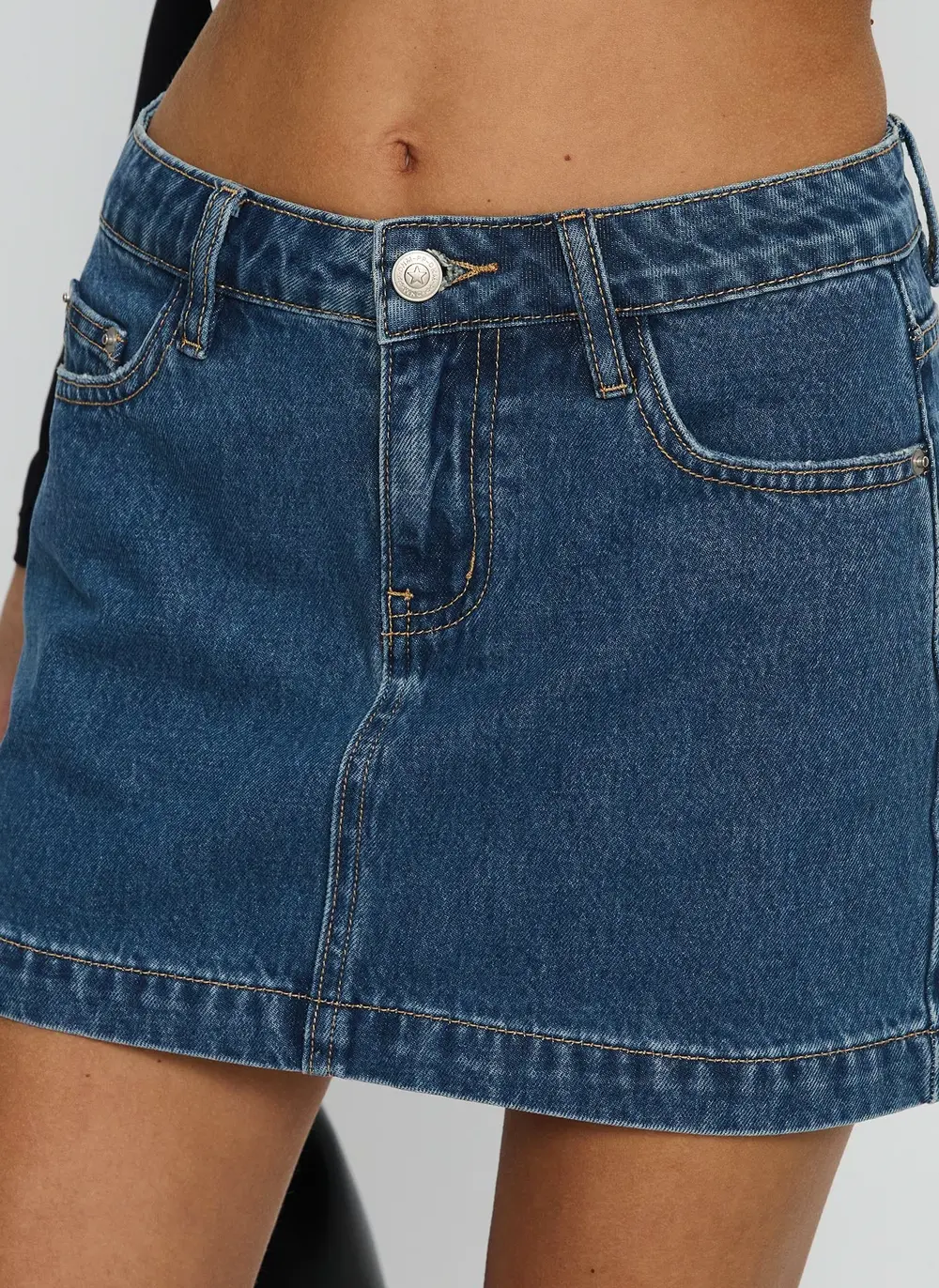 Nickei Denim Mini Skirt Mid Wash Petite