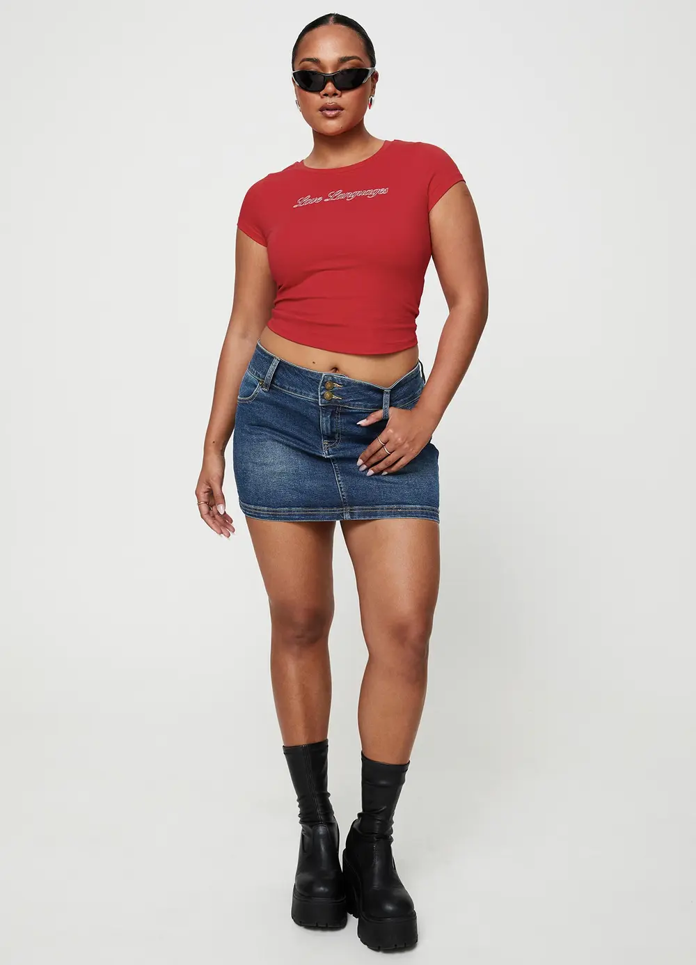 Faya Low Rise Denim Mini Skirt Dark Blue