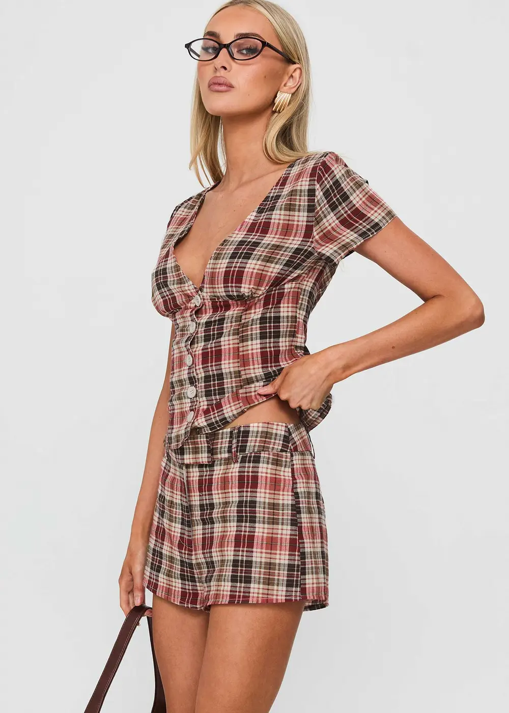 Odera Short Red Check