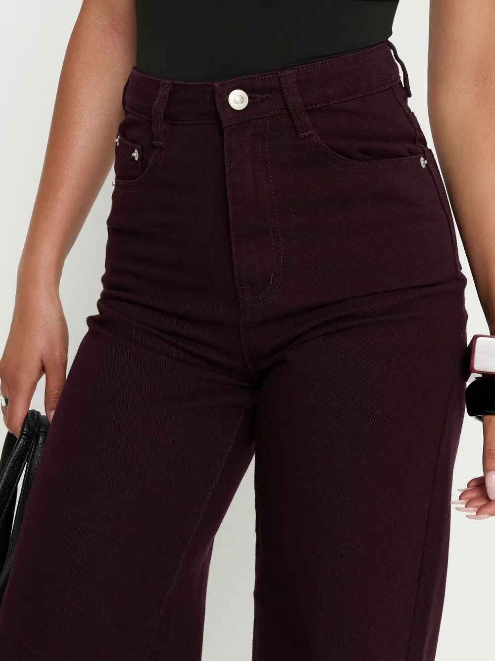 Nicolo High Rise Straight Leg Jeans Currant
