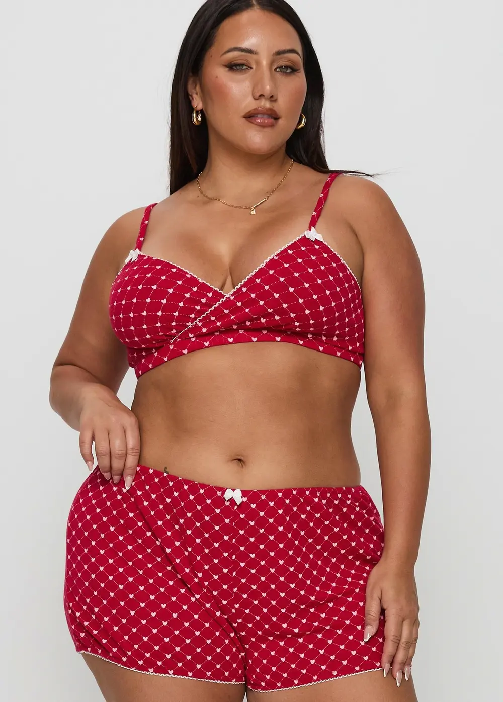 Slumber Pointelle Sleep Bralette Red Curve
