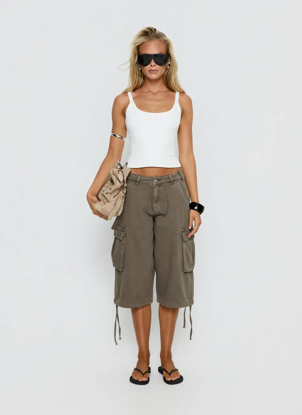 Hudsen Longline Cargo Shorts Khaki