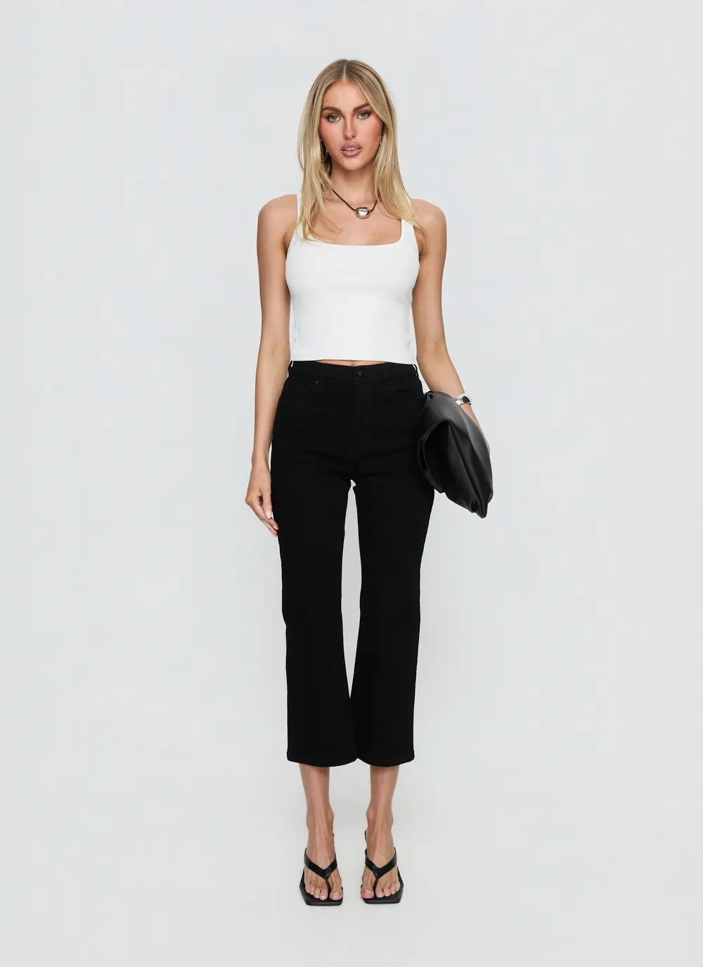 Cindee High Rise Cropped Jeans Jet Black