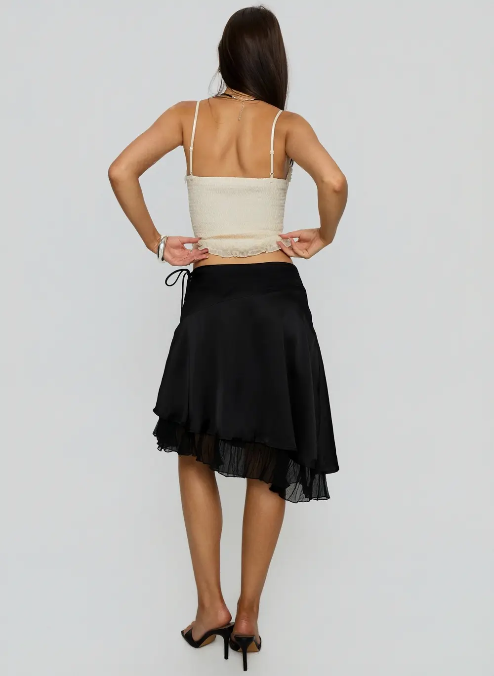 Rosemead Satin Midi Skirt Black