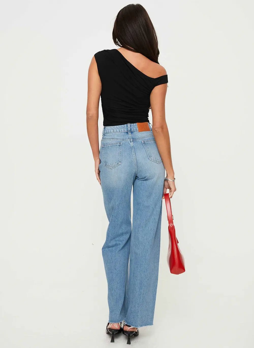 Henesey High Rise Straight Leg Jeans Mid Blue Wash