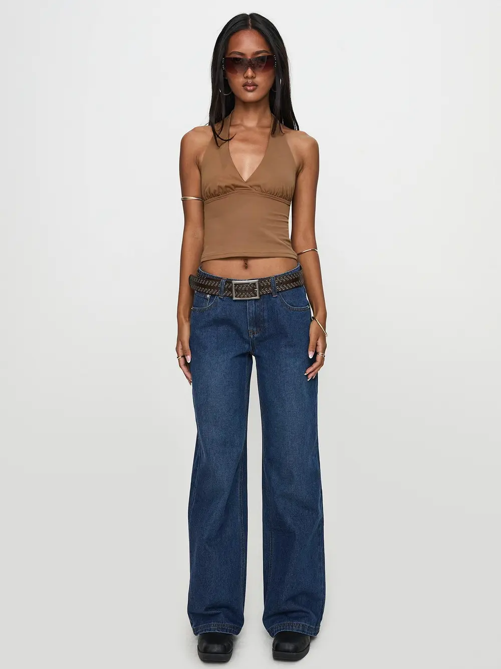 Everlong Mid Rise Wide Leg Jeans Dark Blue Wash