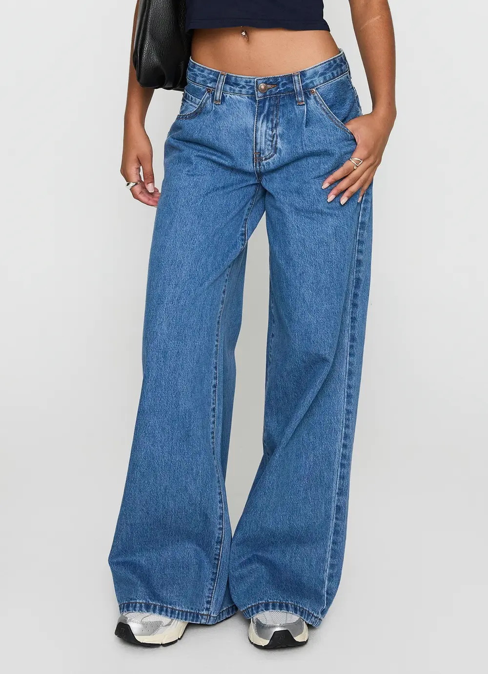 Supercut Low Rise Baggy Pleat Jeans Mid Blue