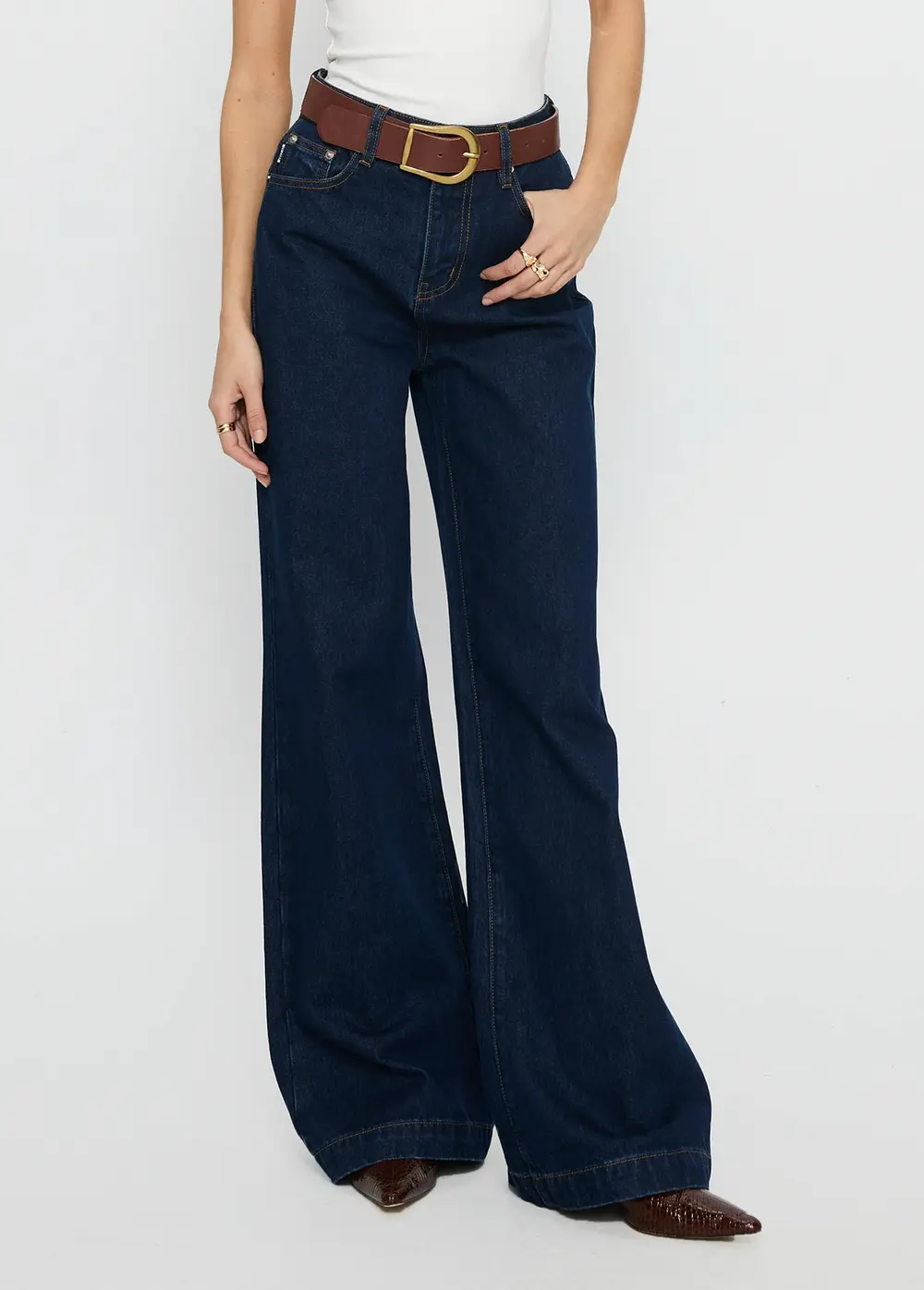 Goldie High Rise Wide Leg Jeans Indigo