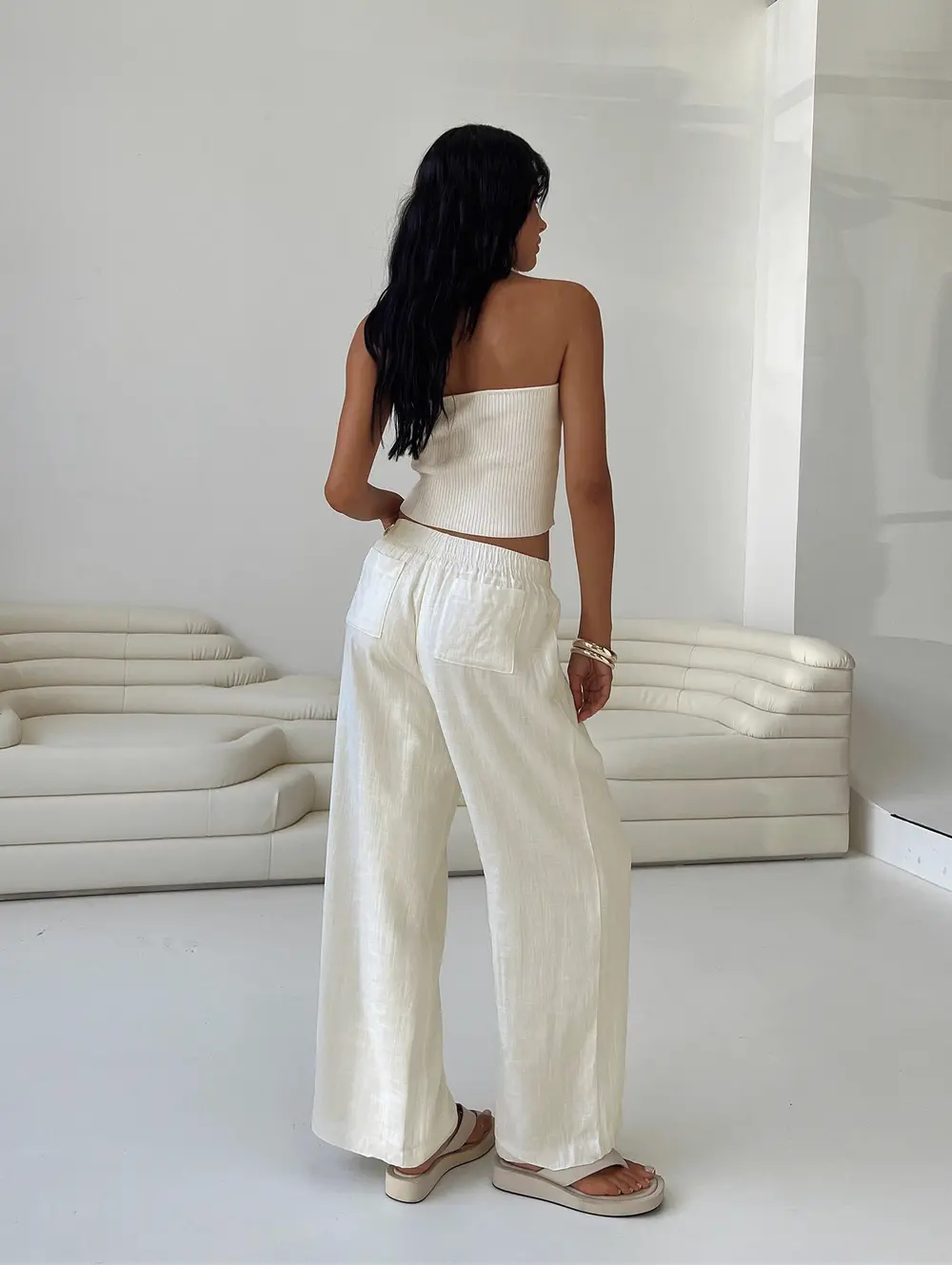 Louis Linen Blend Pants Off White