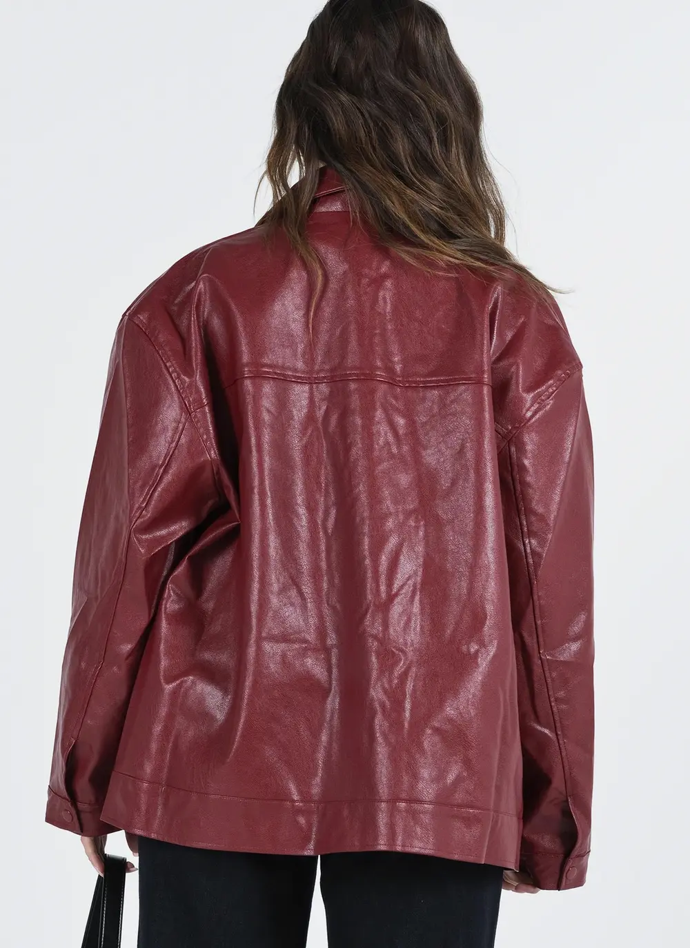 Callie Faux Leather Jacket Burgundy