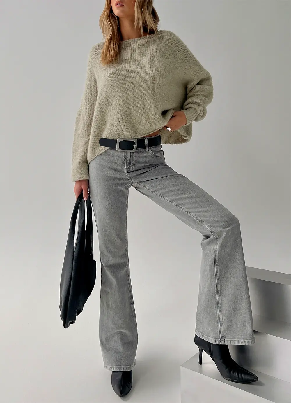 Magic Mirror Mid Rise Bootleg Jeans Washed Grey