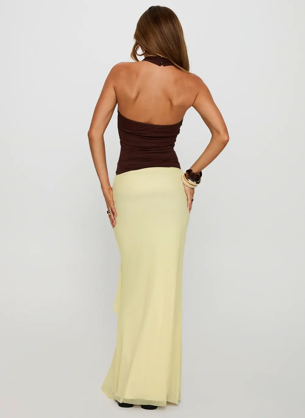 Caviar Tie Maxi Skirt Lemon