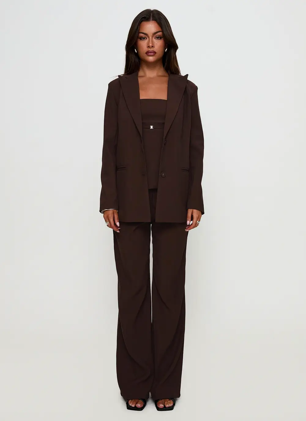 Crowd Pleaser Oversized Blazer Chocolate