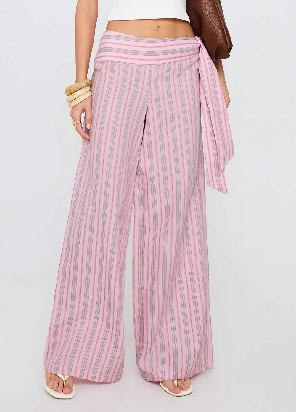 Wave Dancer Tie Pant Pink Stripe