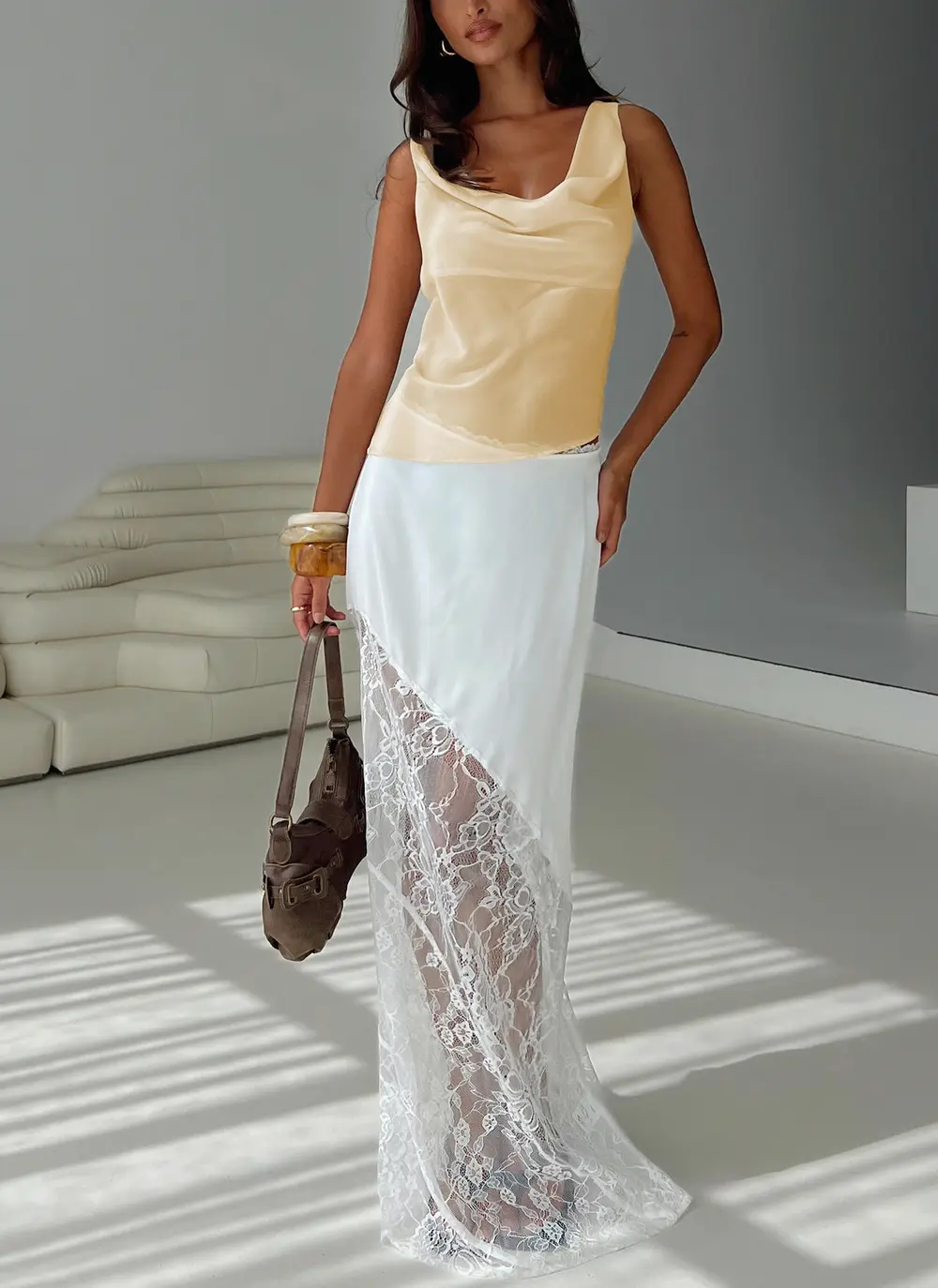 Castelli Lace Maxi Skirt White