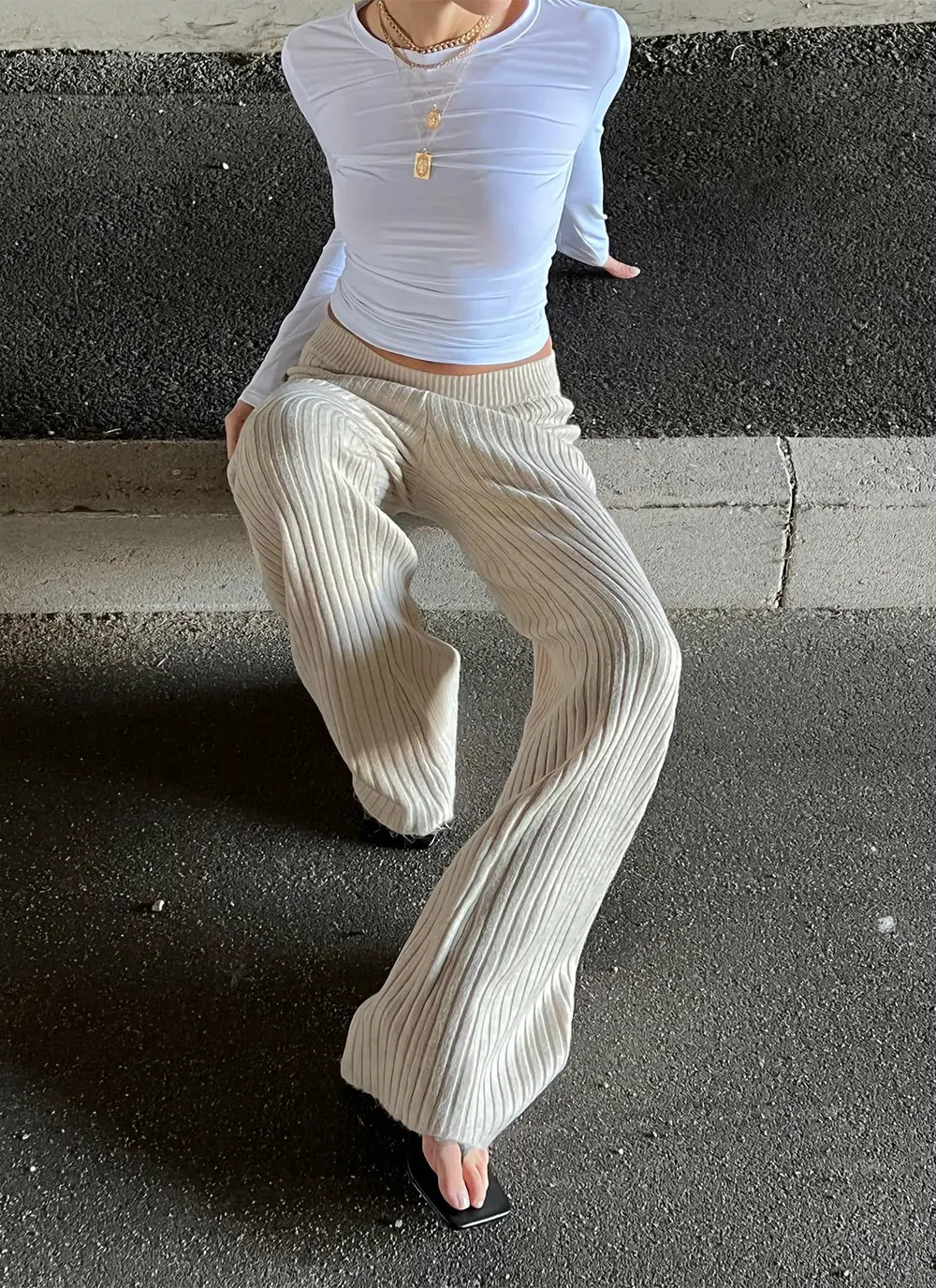 Montana Knit Pants Cream