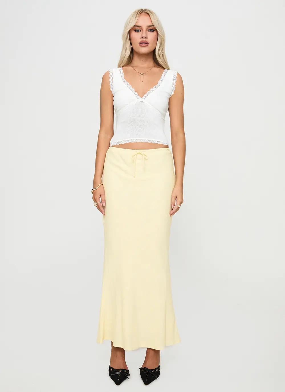 Mercer Linen Blend Maxi Skirt Lemon