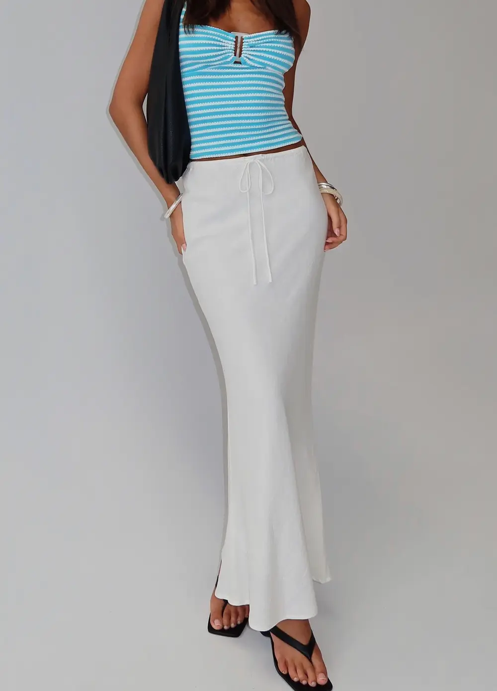 Mercer Linen Blend Maxi Skirt White