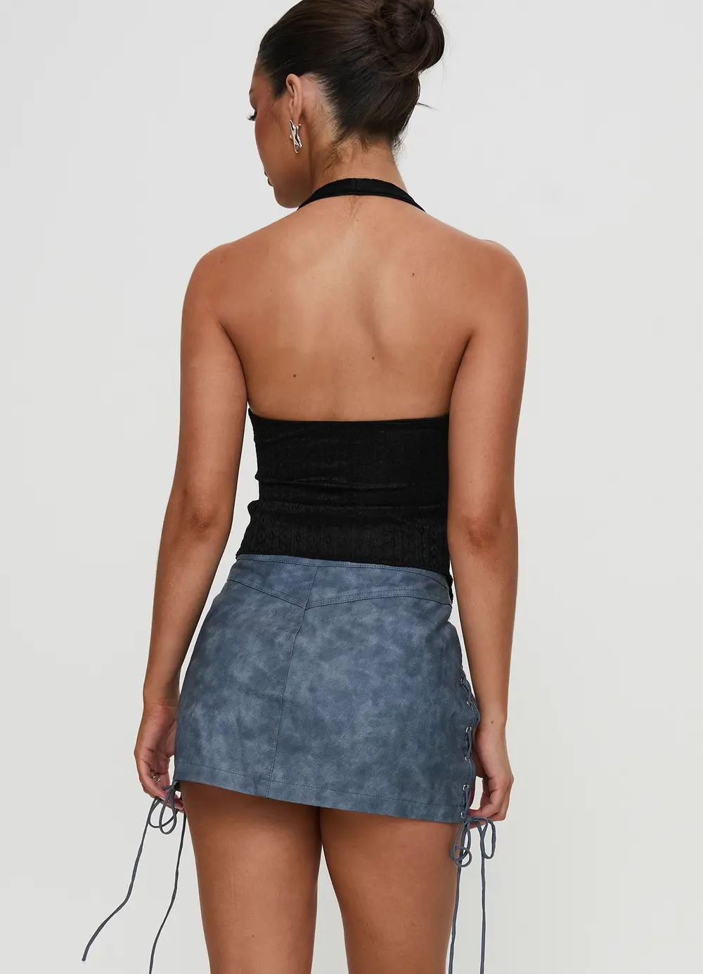 Ceejay Faux Leather Mini Skirt Slate