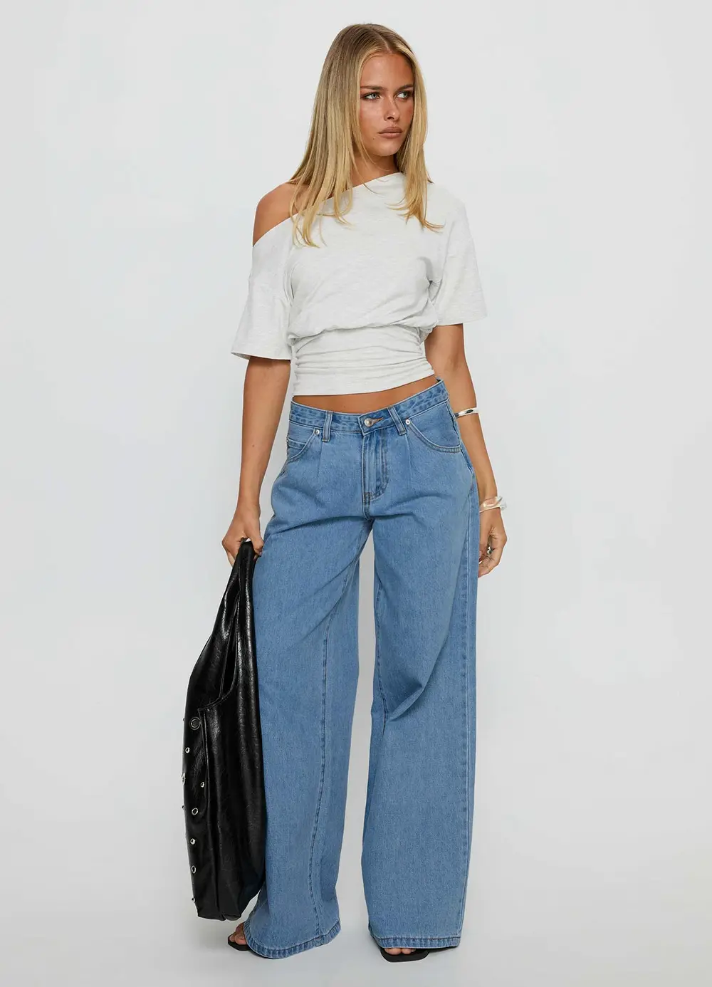 Supercut Low Rise Baggy Pleat Jeans Light Blue Wash