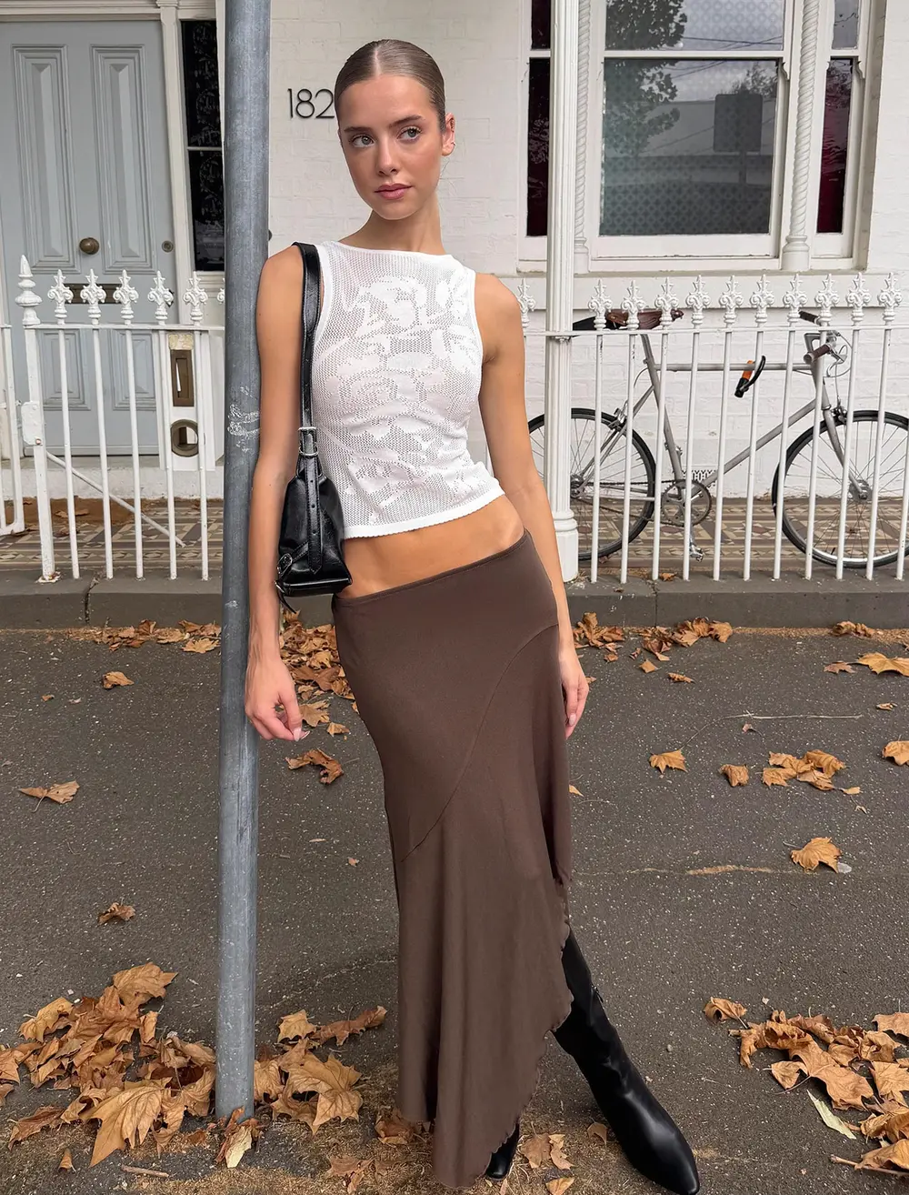 Futura Asymmetrical Midi Skirt Chocolate