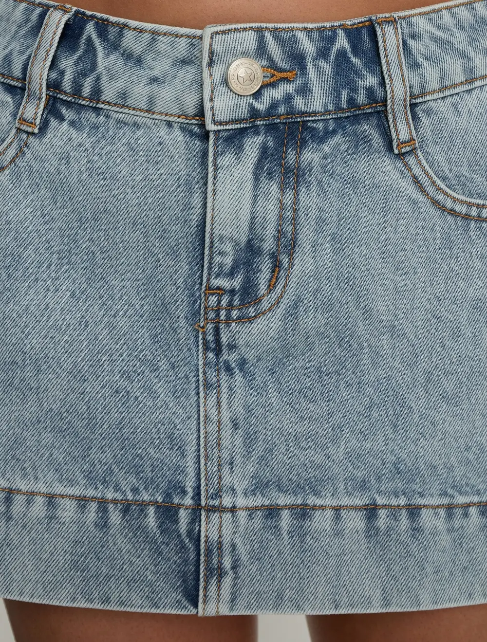 Warna Low Rise Denim Mini Skirt Light Blue Wash