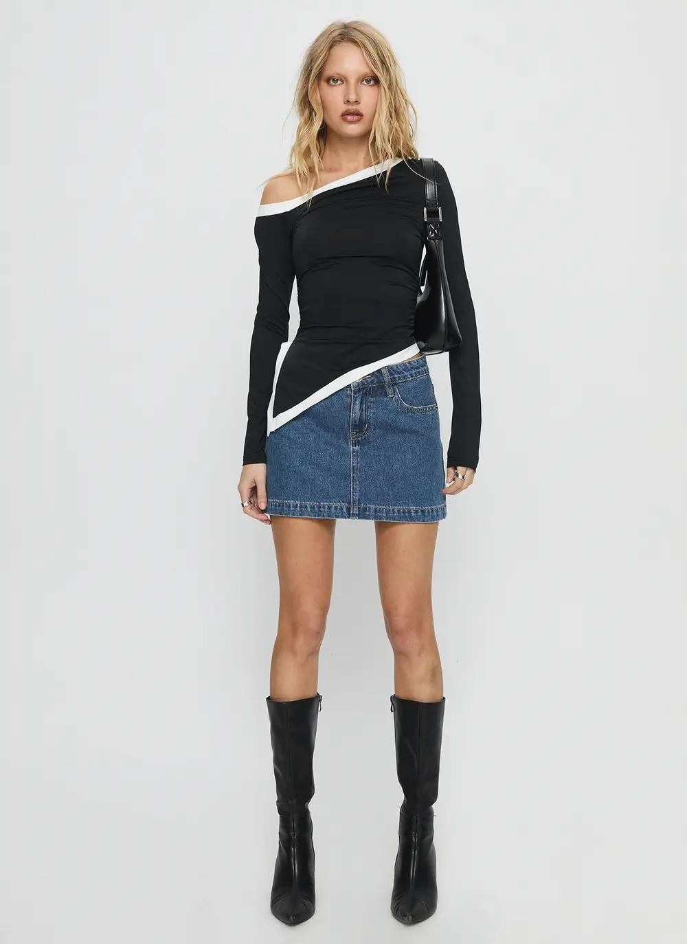 Nickei Denim Mini Skirt Mid Wash Petite