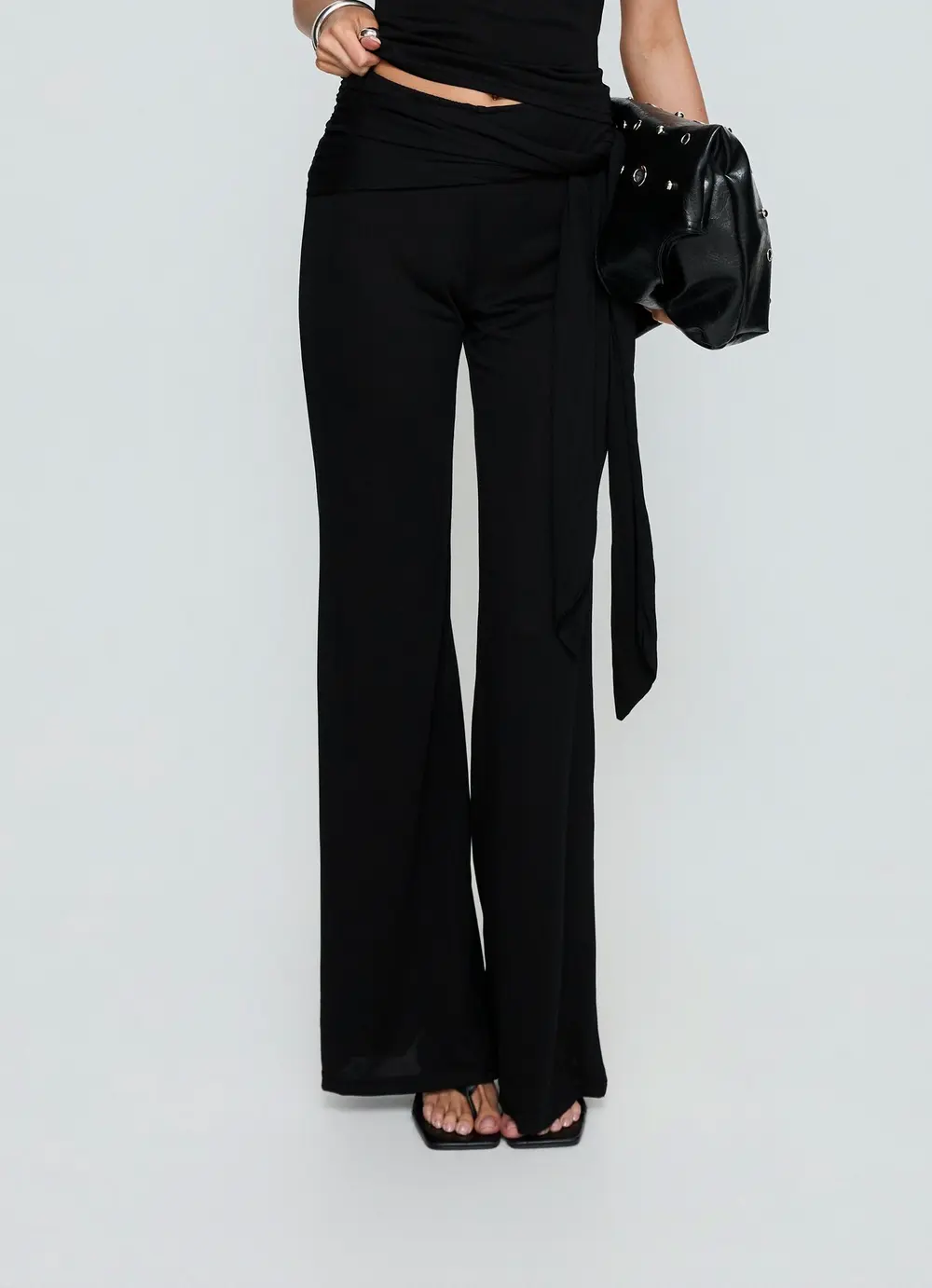 Katiana Wrap Jersey Pants Black
