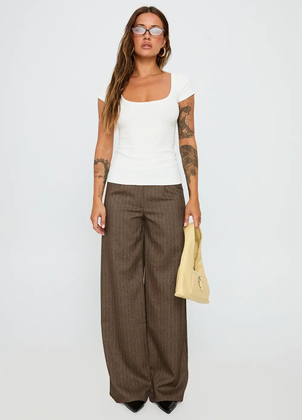 Broadcast Pants Beige Pinstripe