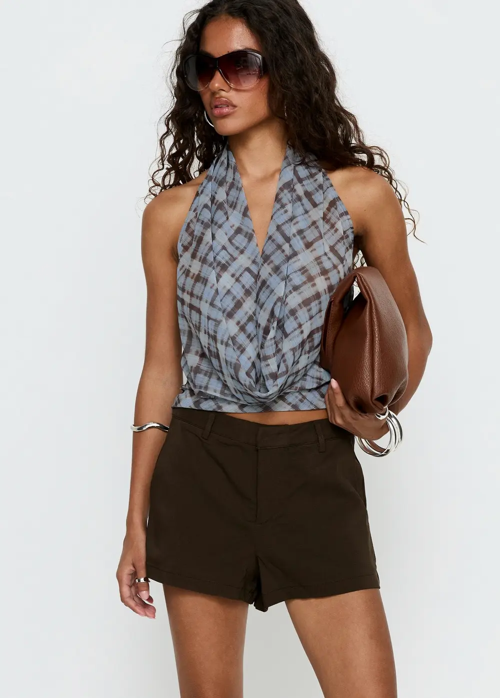 Amzie Tailored Mini Shorts Brown