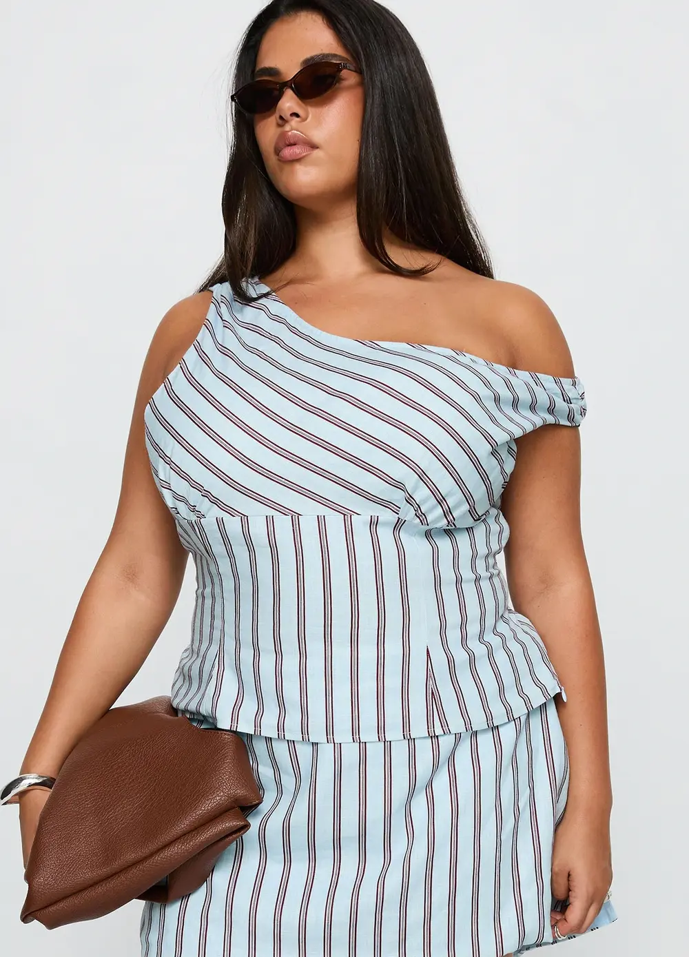 Gulliver Tie Side Mini Skort Blue / Maroon Stripe Curve