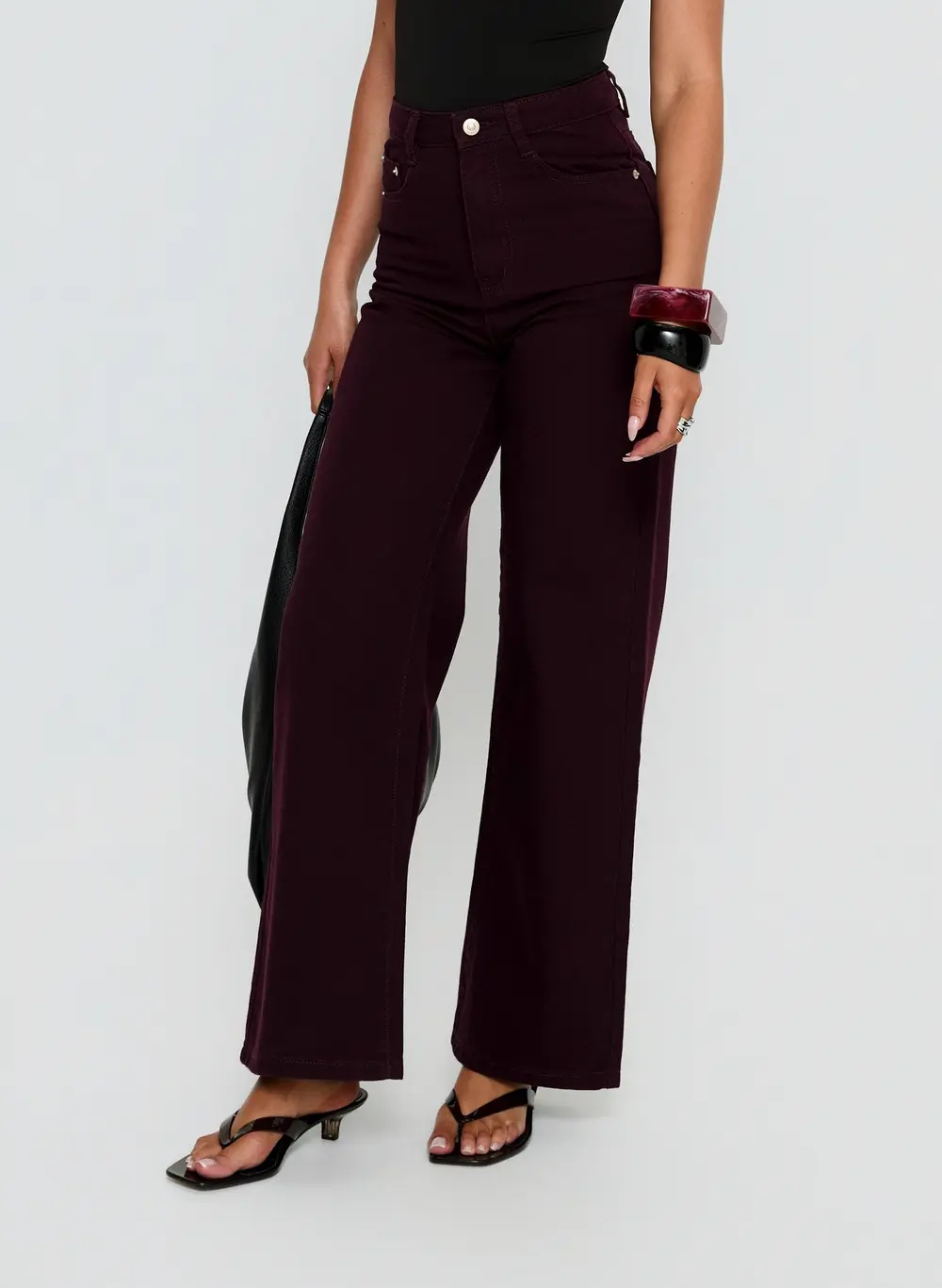 Nicolo High Rise Straight Leg Jeans Currant