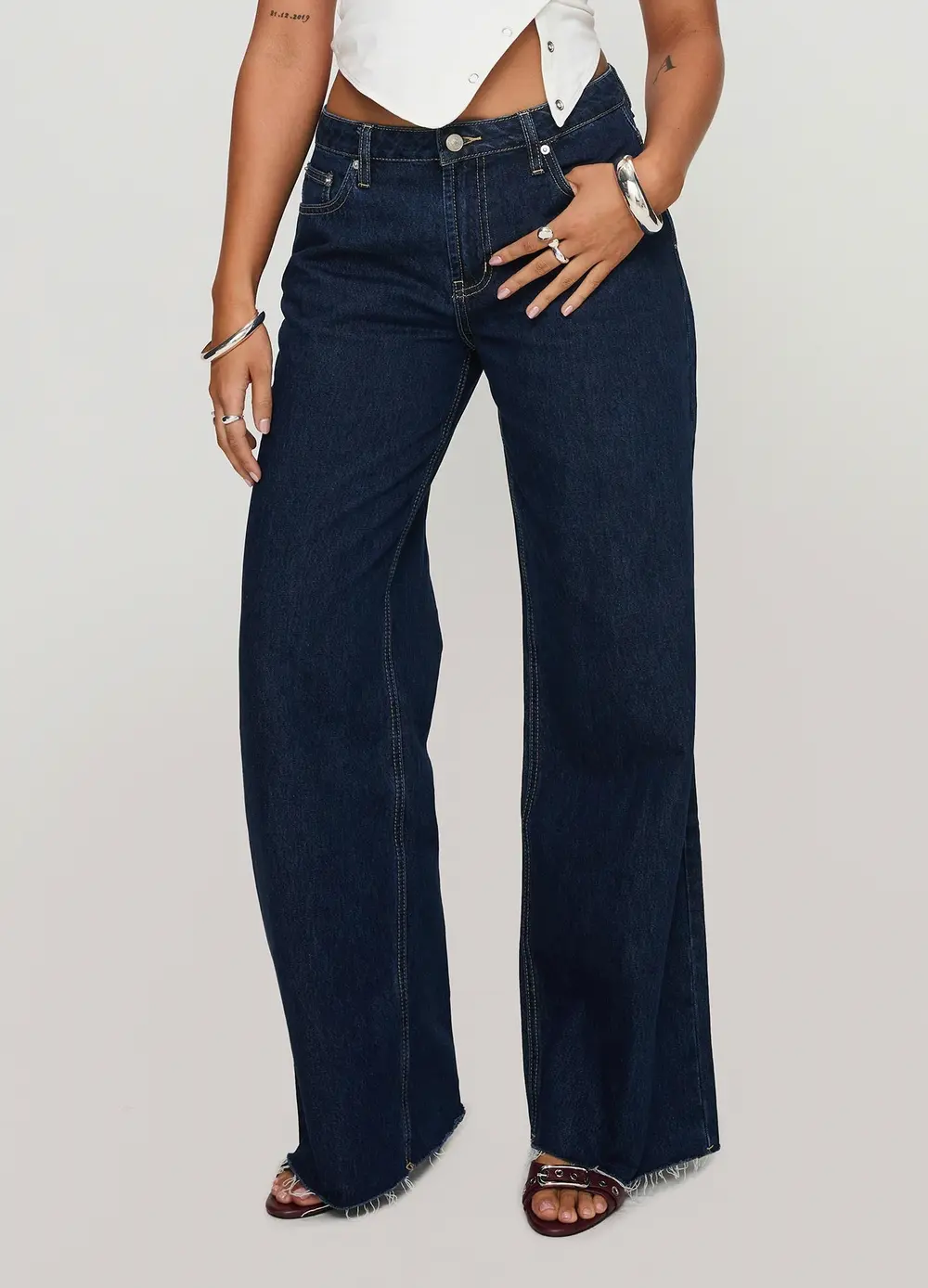 Darla Low Rise Straight Leg Jean Dark Blue Wash