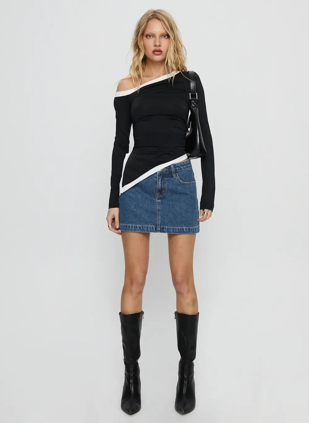 Nickei Denim Mini Skirt Mid Wash Tall